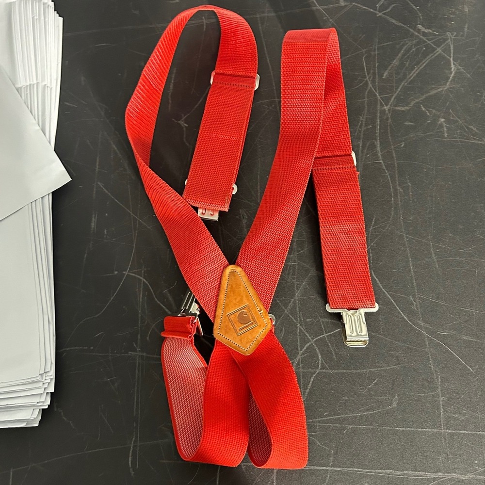 RARE Vintage Carhartt Suspenders Mens Red Workwear Streetwear Rugged Gorpcore